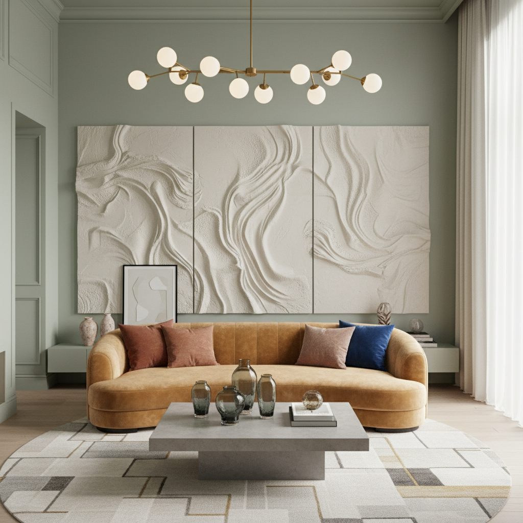 Modern iç mekan alçı boya dekorasyonu