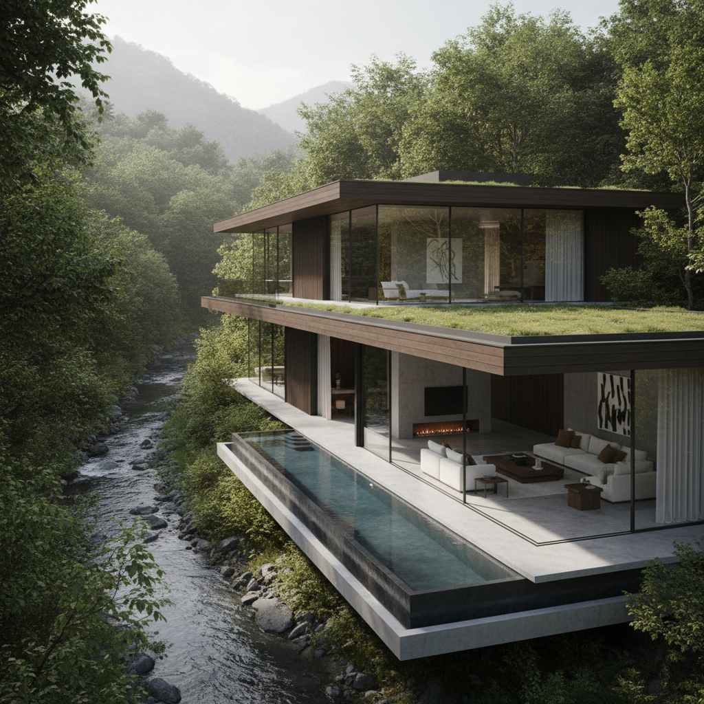 Doğayla iç içe modern bir villa tasarımı