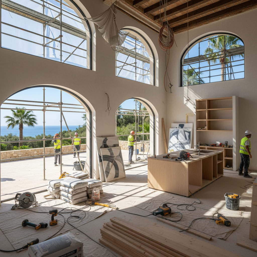 Tadilat aşamasındaki modern bir villa