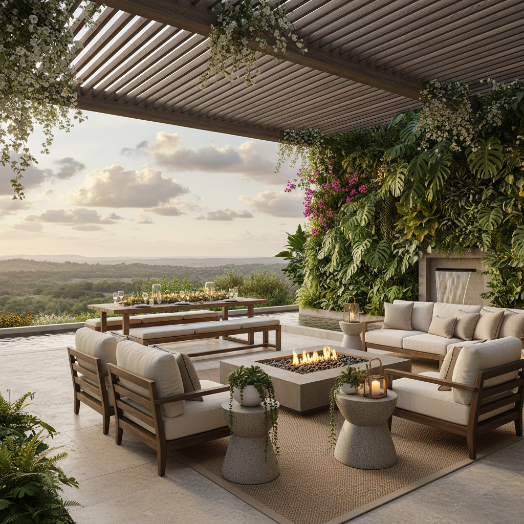 Modern açık alan yaşam alanı dekorasyonu