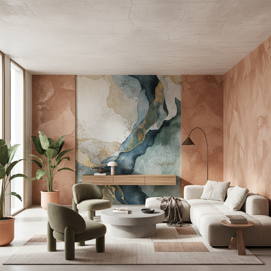 Modern alçı boya dekorasyonu ve renk paletleri