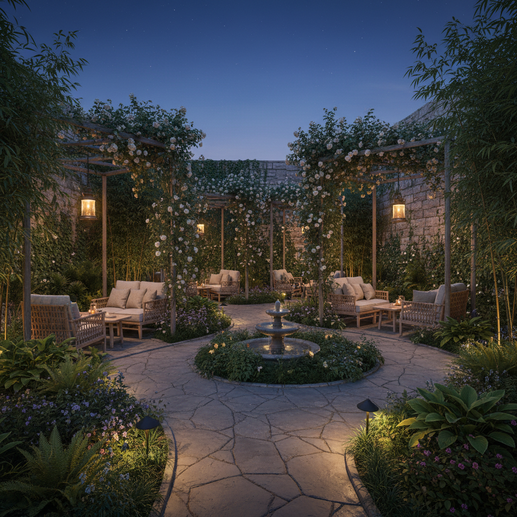 Konforlu bir bahçe eğlence alanı