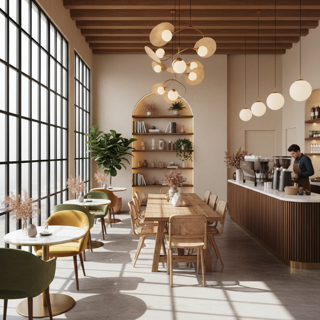 Modern kafe iç mekan tasarımı