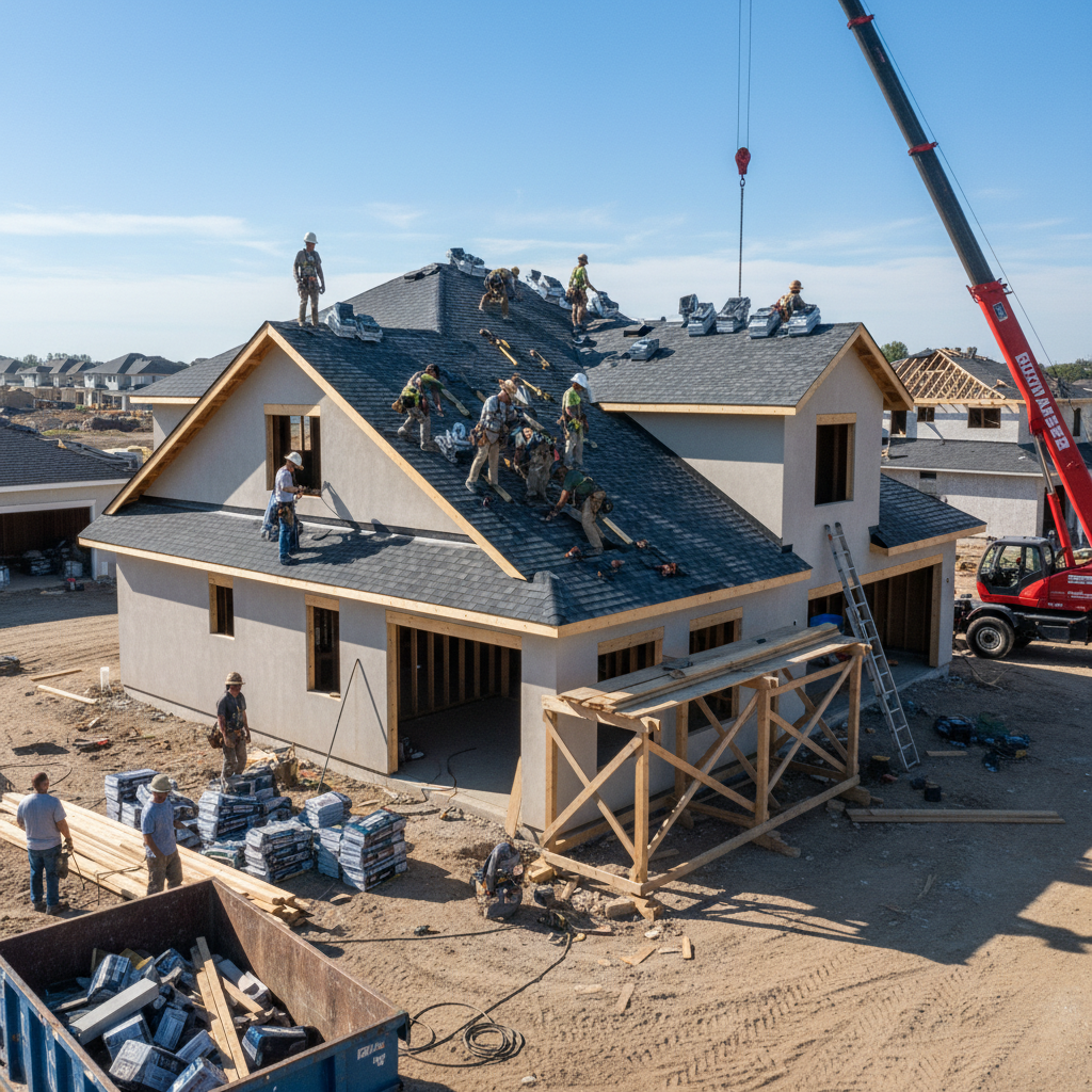 Çatı aktarma işlemi sırasında çalışan işçiler