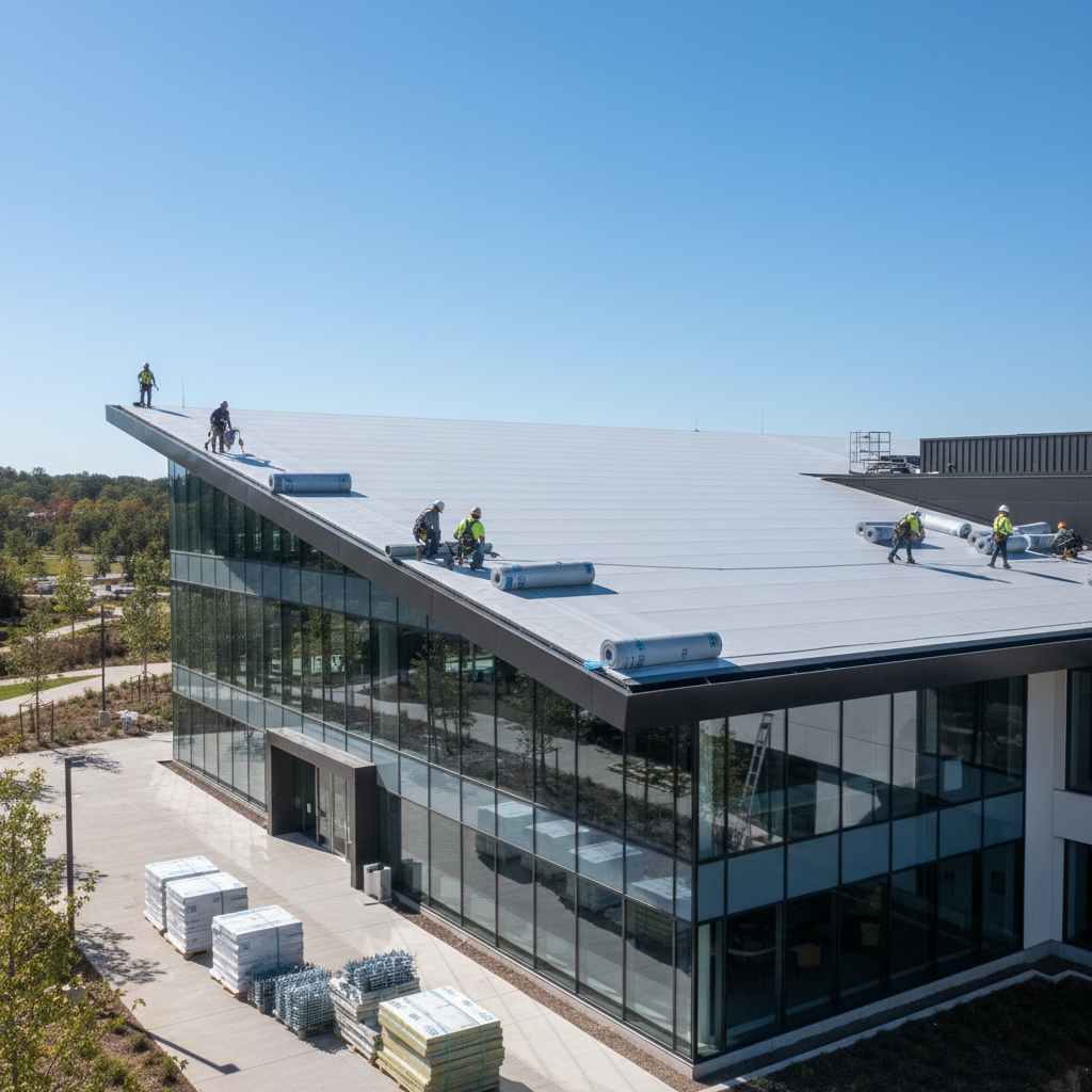 Yeni çatı uygulaması yapılan bir bina