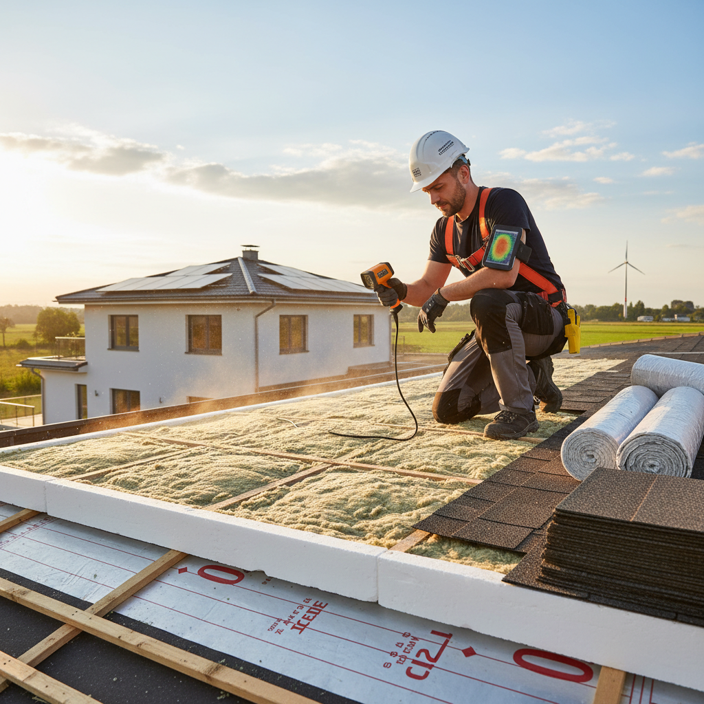 Çatı izolasyonu malzemeleri ile yapılan bir kontrol