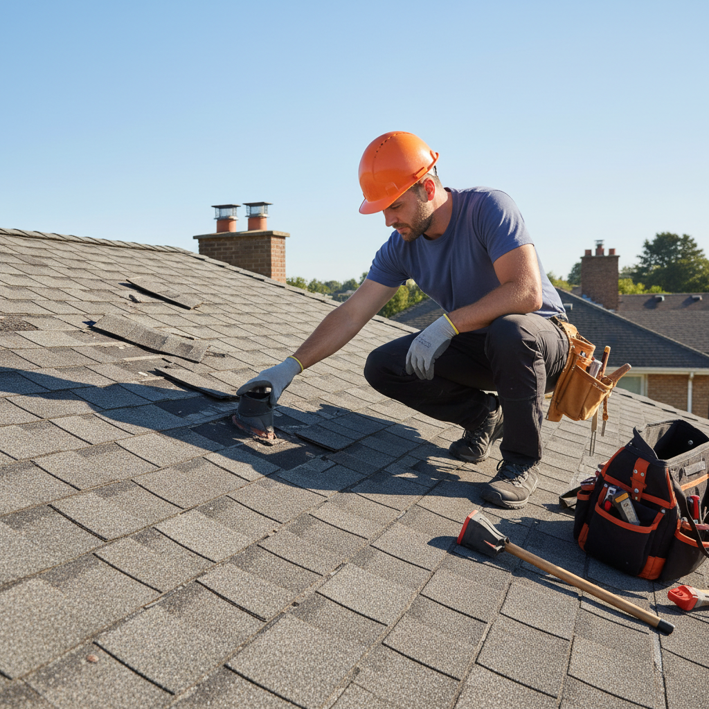 Çatı onarımını kontrol eden bir uzman