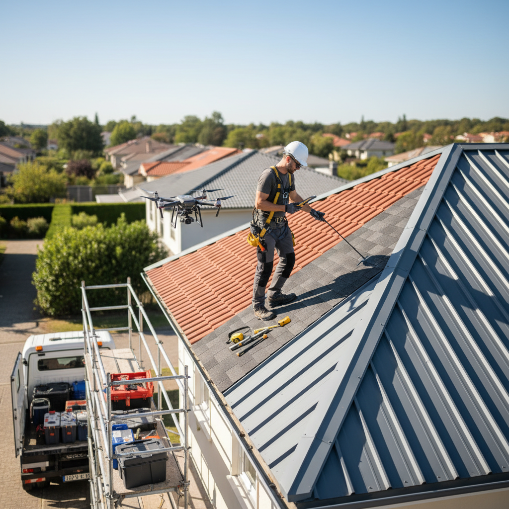 Çatı denetimi yapan profesyonel bir ekip