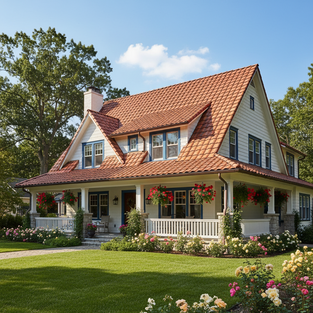 Bakımlı bir çatı ve ev manzarası