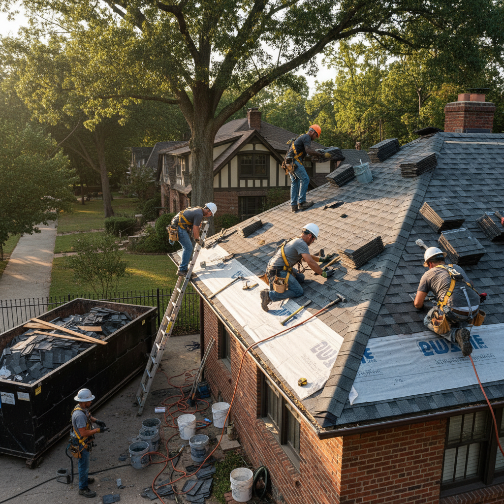 Çatı tadilatı yapan işçiler