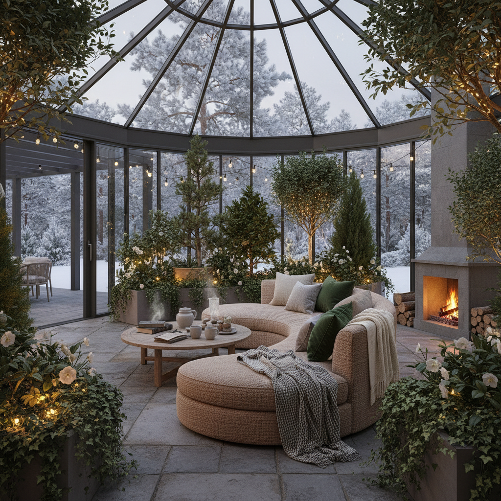 Dört mevsim kullanılabilir alanlar için konforlu bir kış bahçesi