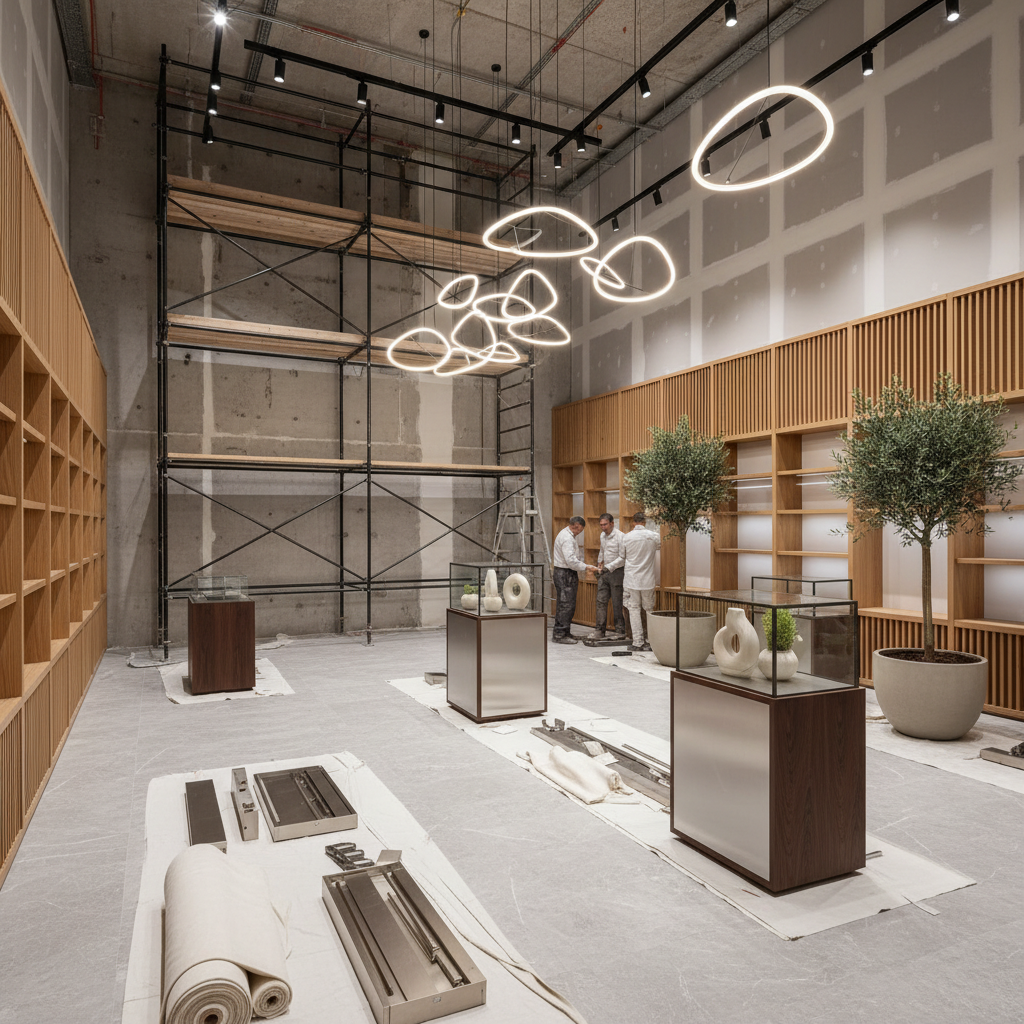 Modern bir dükkan tadilatı iç mekan görüntüsü