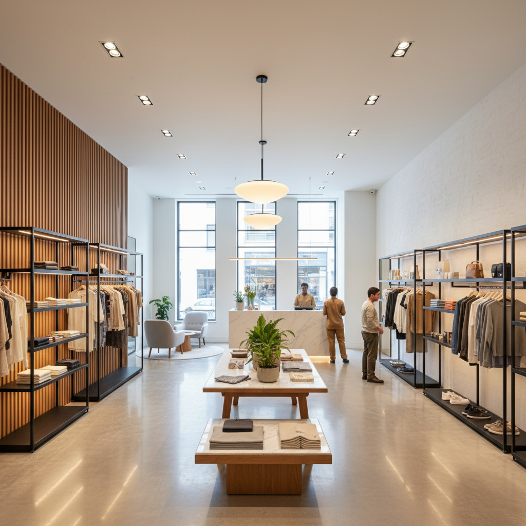 Modern bir dükkan tadilatı iç mekan görünümü