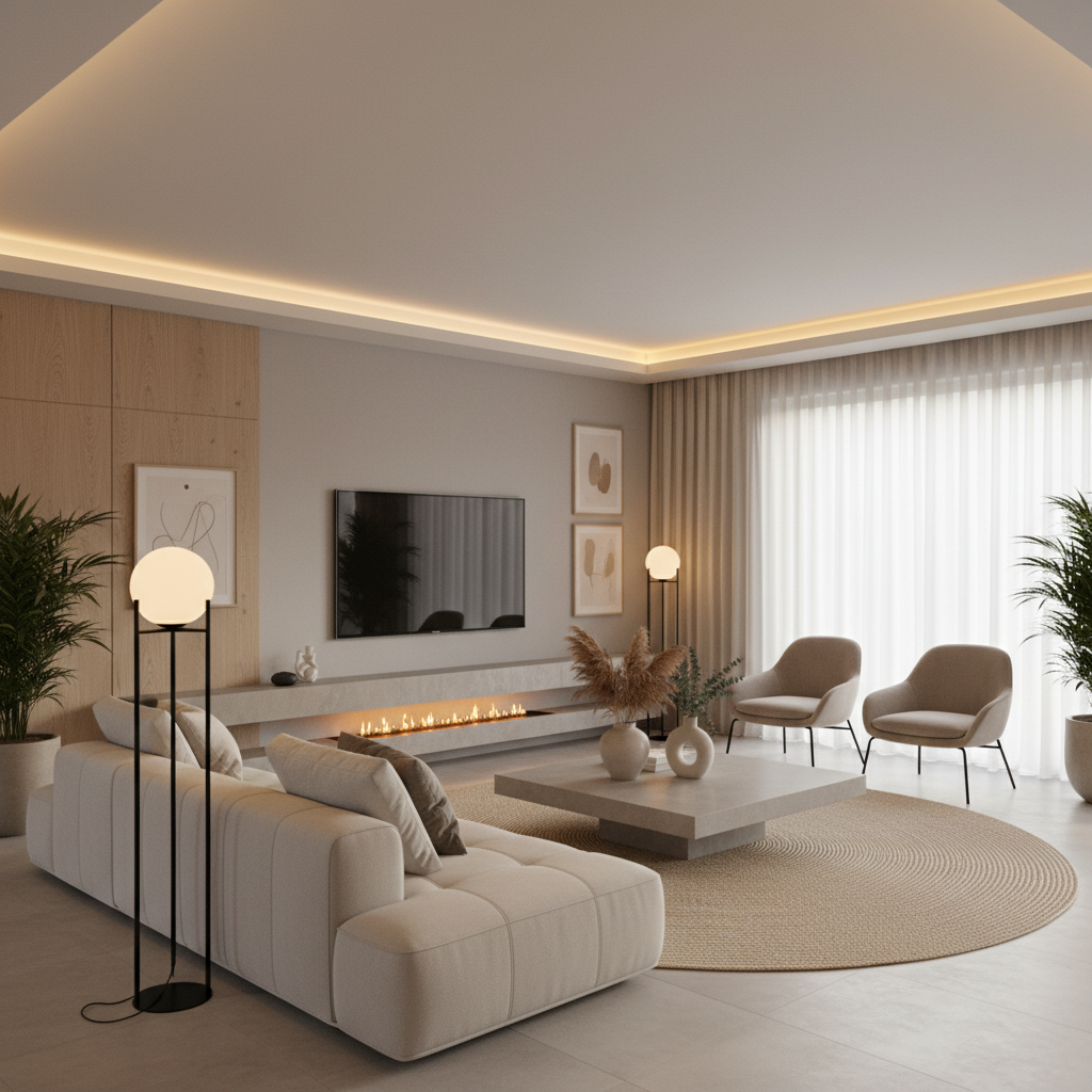 Modern tasarıma sahip bir oturma odası