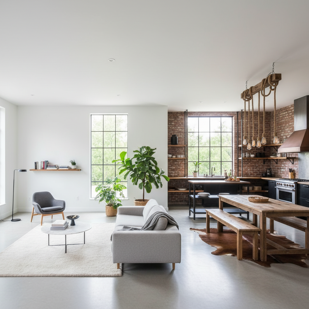 Farklı dekorasyon stillerinin sergilendiği güzel bir iç mekan