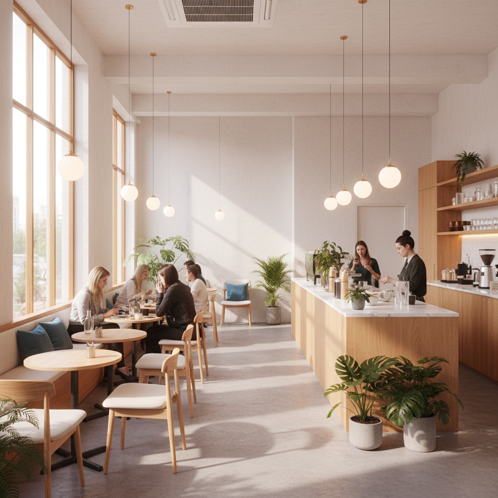 Modern bir cafe iç mekan tasarımı