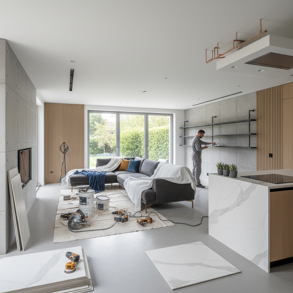 Ev tadilatı süreci için profesyonel bir çalışma alanı