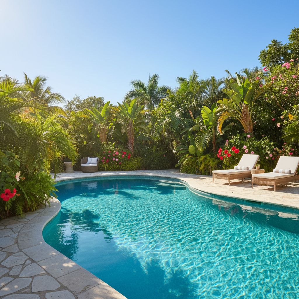Temiz bir havuz manzarası
