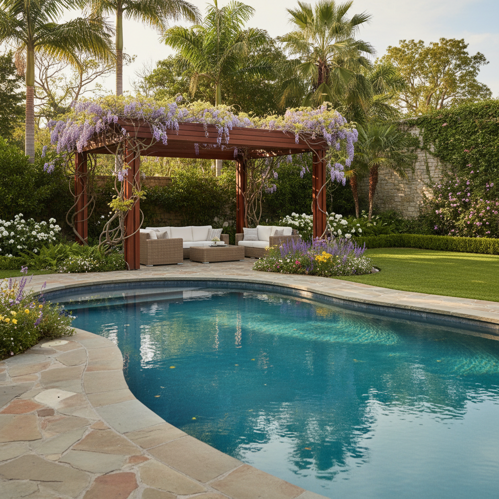 Havuz ve pergola kombinasyonu