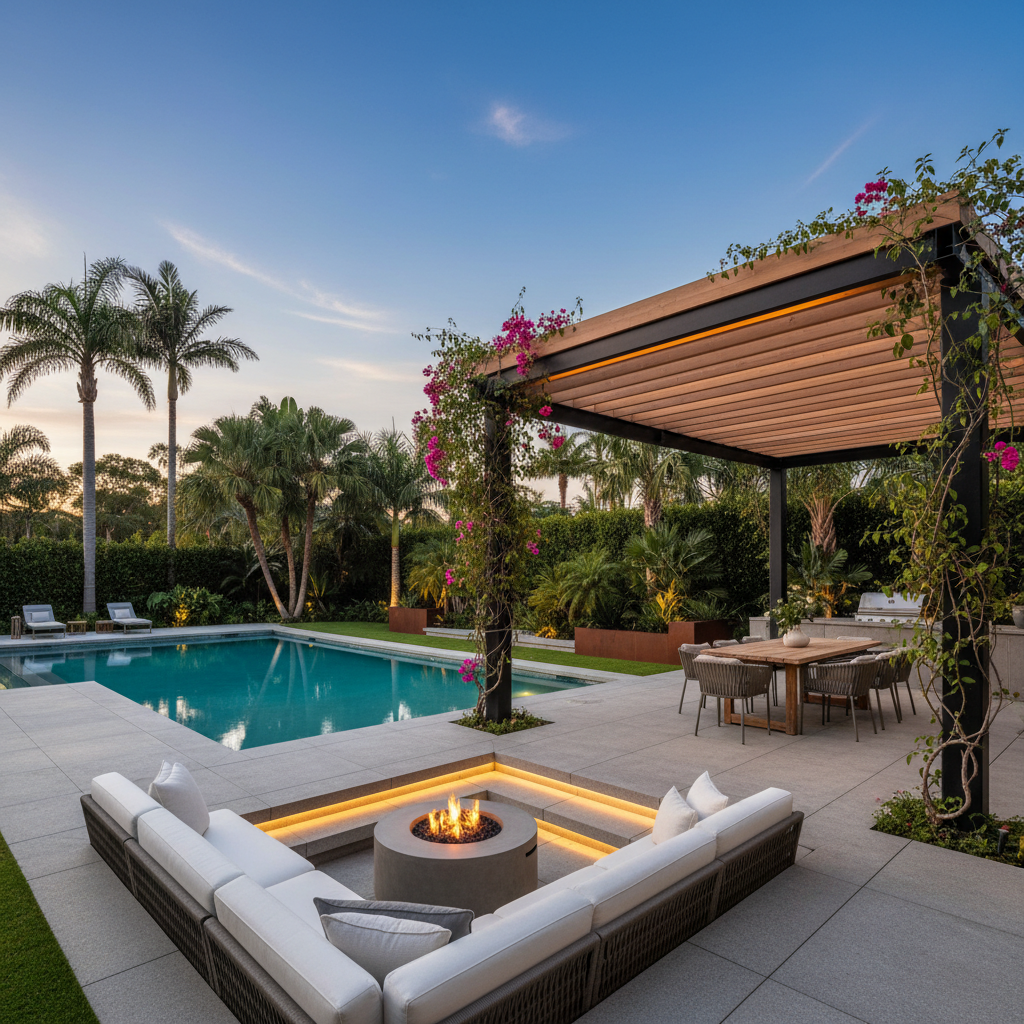 Havuz ve pergola kombinasyonu