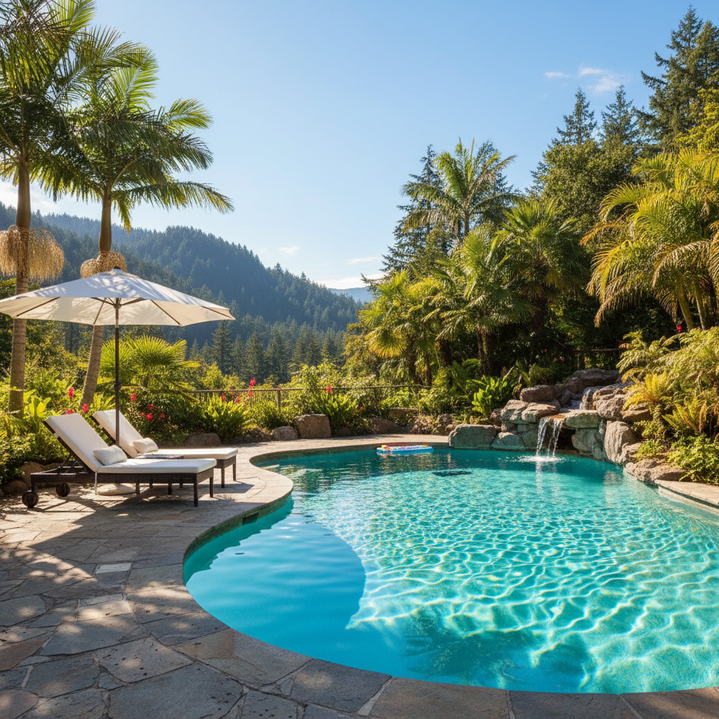 Güzel bir yaz havuzu manzarası