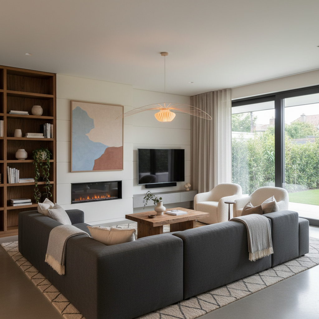 Modern iç mekan tadilatında şık bir oturma odası