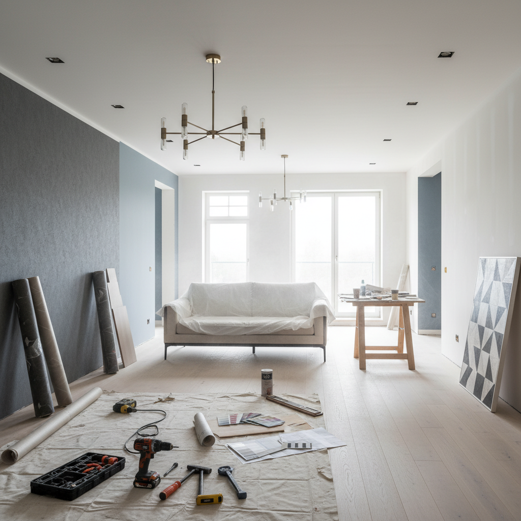 Modern iç mekan tadilatı sahnesi