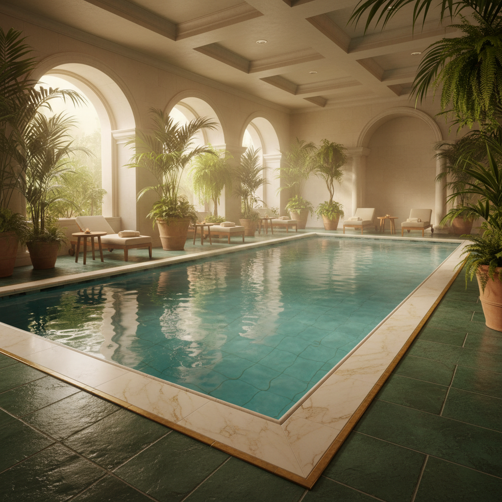 Şık bir iç mekan ısıtmalı havuz