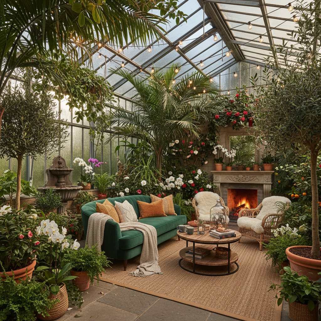 Sıcak bir kış bahçesi dekorasyonu