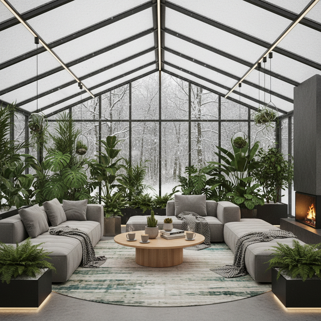 Şık bir kış bahçesi dekorasyonu