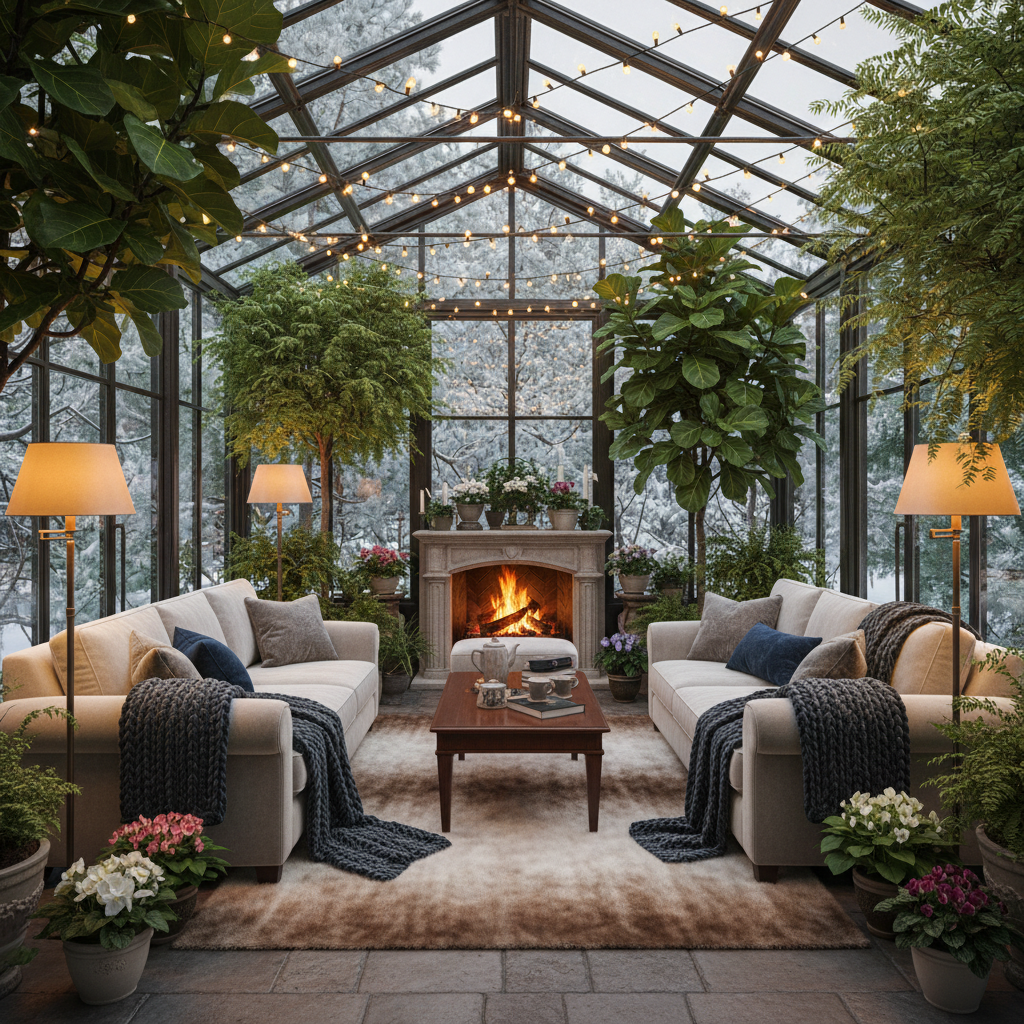 Şık bir kış bahçesi dekorasyonu