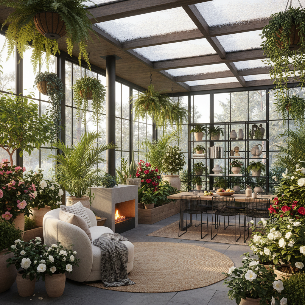 Şık bir kış bahçesi görünümü