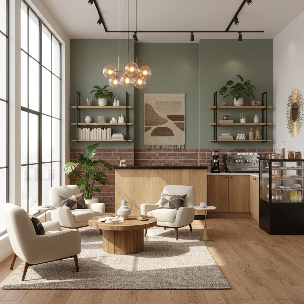 Şık ve modern bir küçük işletme iç mekanı