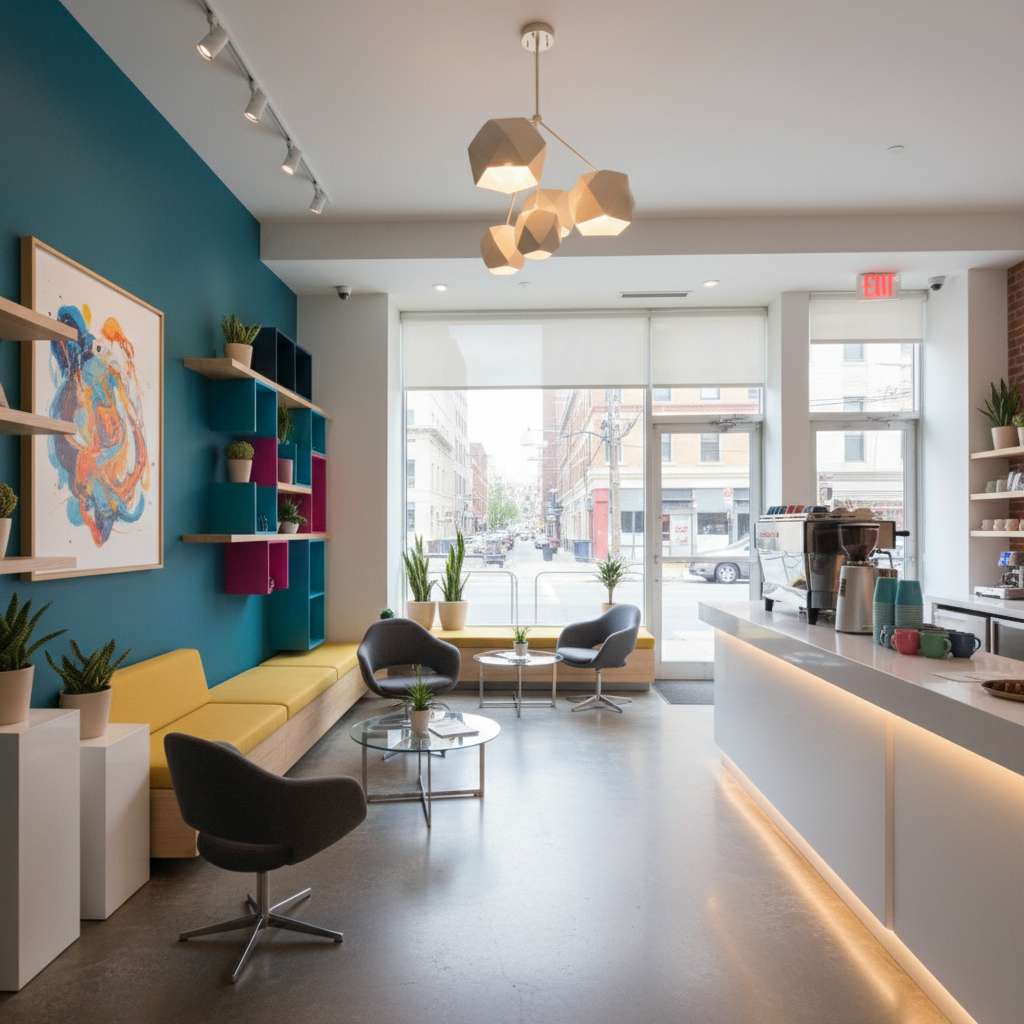 Modern küçük işletme iç mekan dekorasyonu