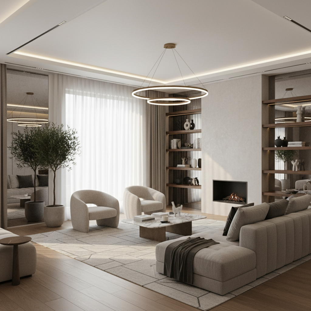 Modern ve lüks bir oturma odası tadilatı