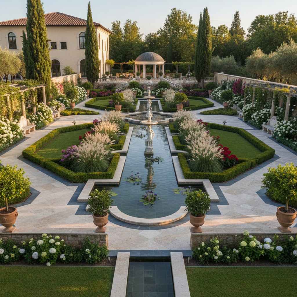 Lüks villa bahçe düzenleme örneği