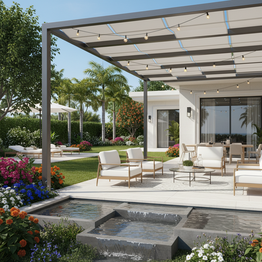 Lüks villa bahçe düzenleme örneği