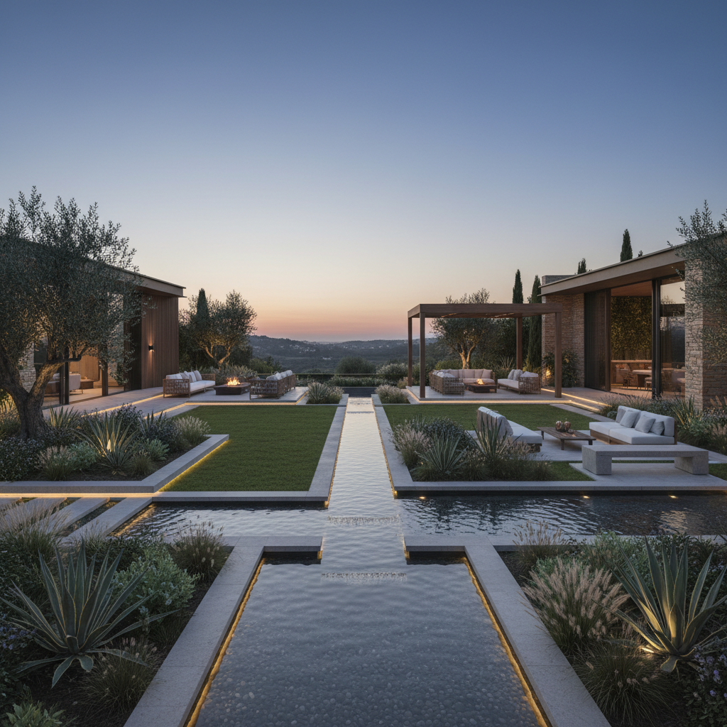 Lüks villa bahçe düzenleme örneği