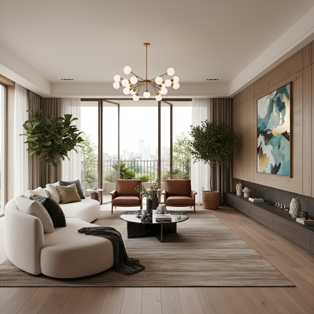 Lüks yaşam alanı iç mekan dekorasyonu