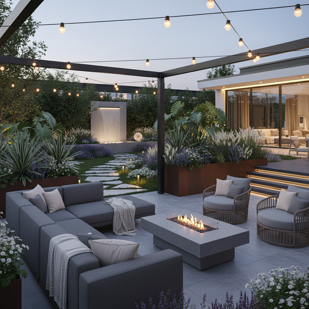 Şık modern dış mekan dekorasyonu