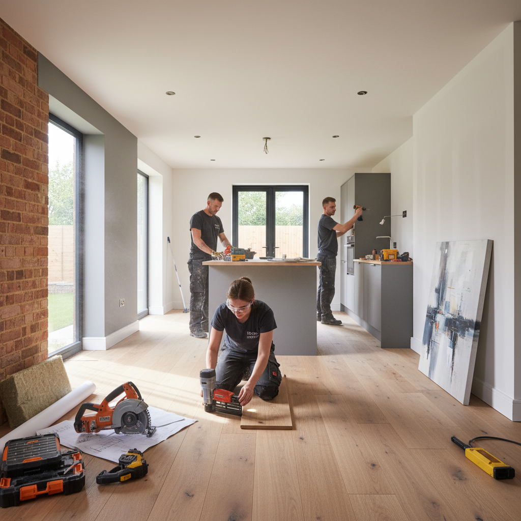 Profesyonel tadilat çalışanları iş başında