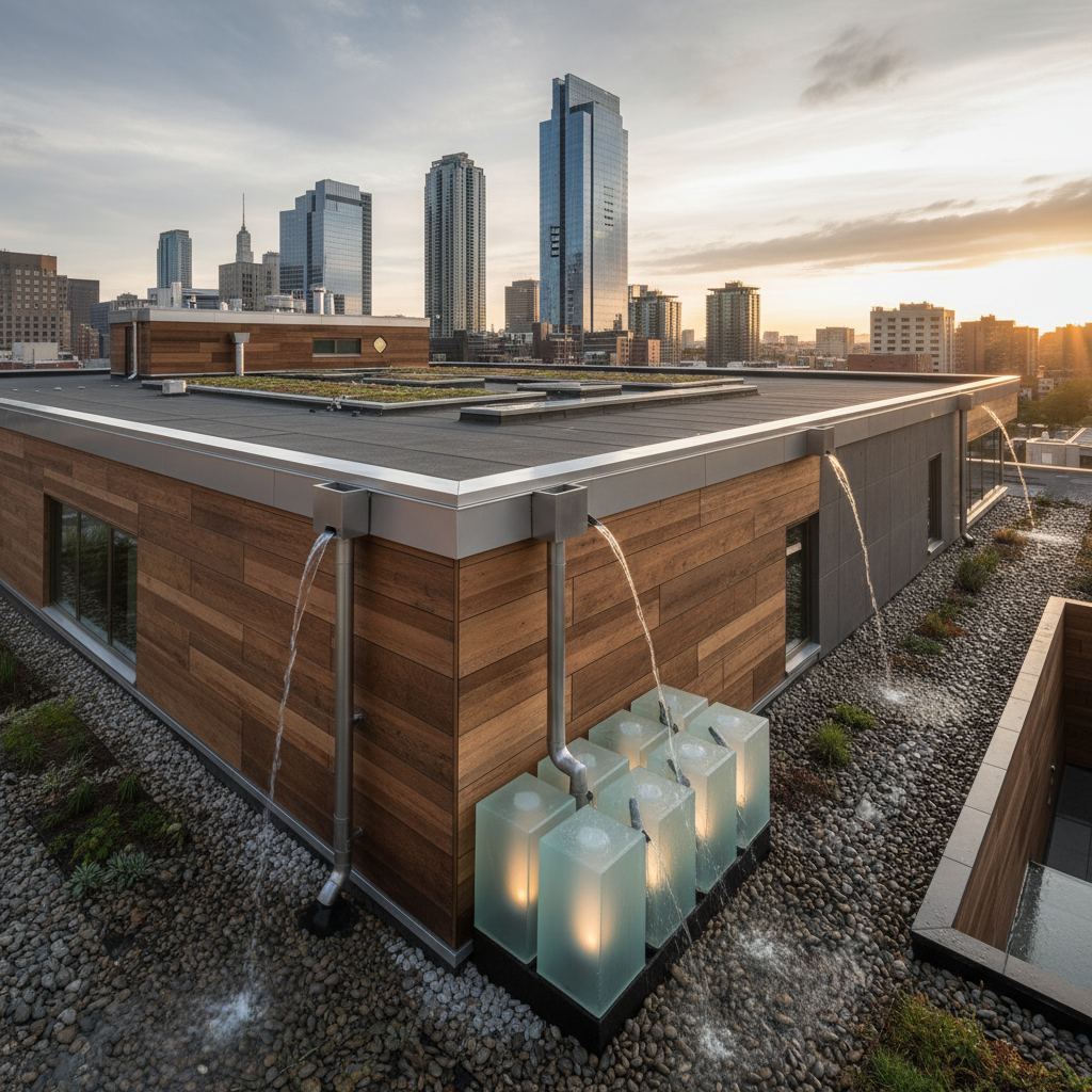 Modern bir bina çatısı ve oluk sistemi