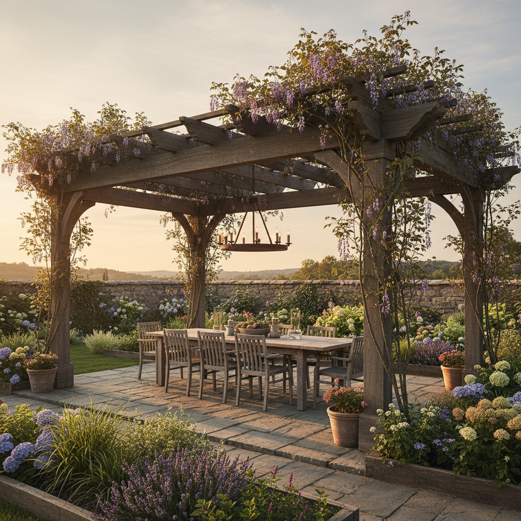 Bahçede estetik bir pergola yapısı