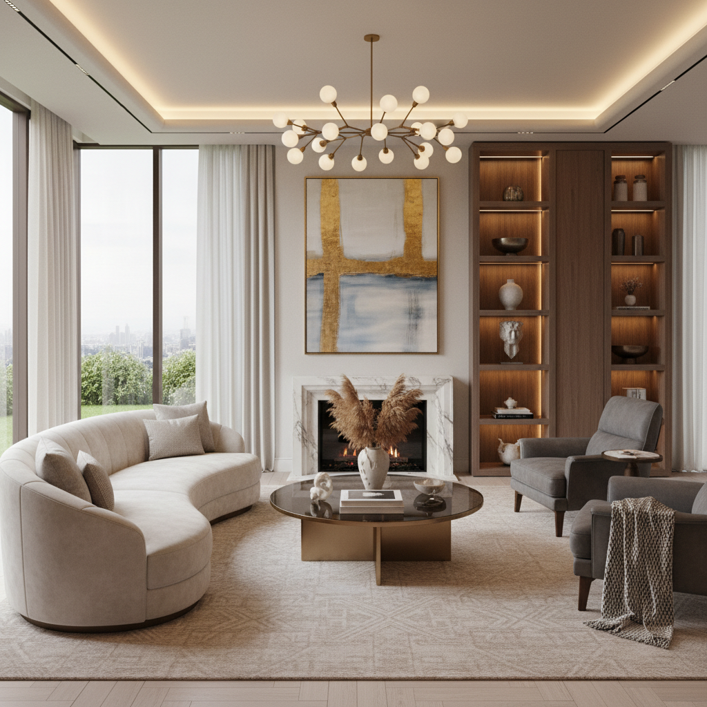 Lüks ve konfor unsurlarını içeren modern mekan tasarımı