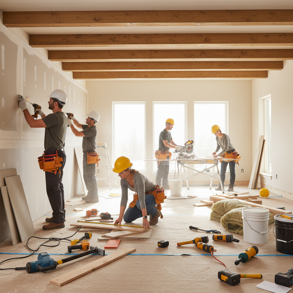 Profesyonel tadilat ekibi ev tadilatı yaparken