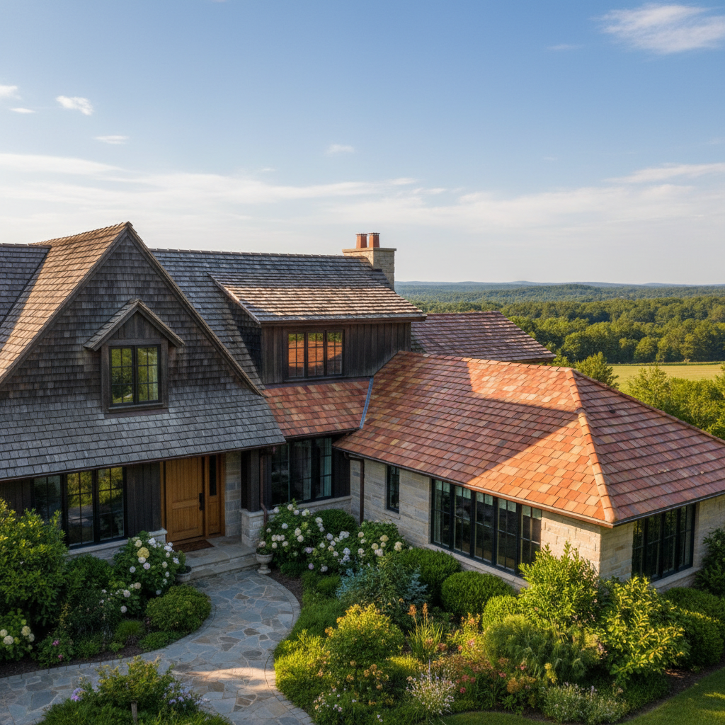 Shingle ve kiremit çatıların karşılaştırıldığı bir ev