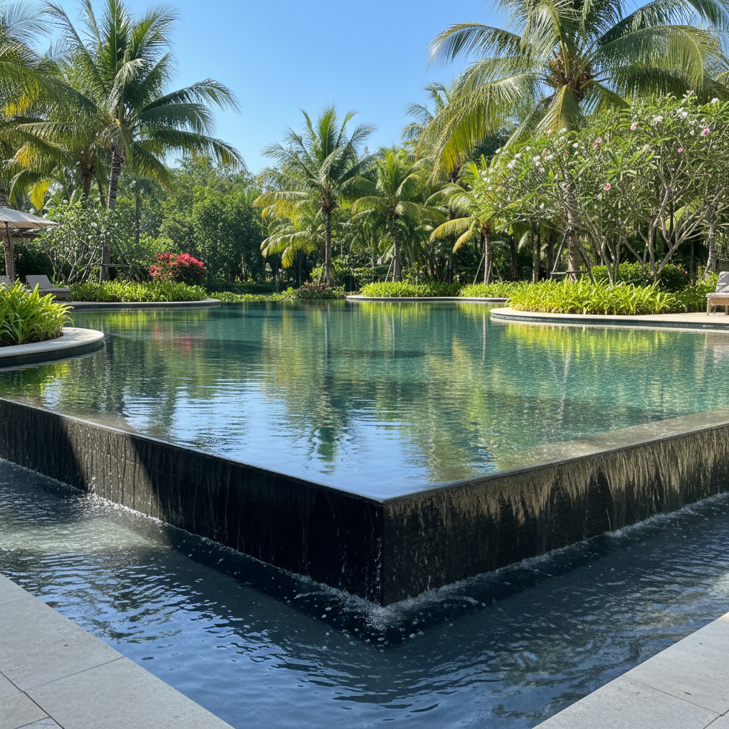 Lüks bir overflow havuz görüntüsü