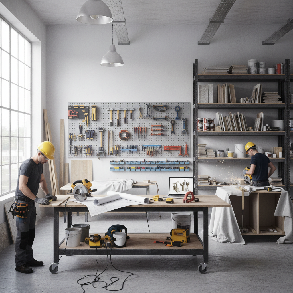 Renovasyon süreci için düzenlenmiş bir çalışma alanı