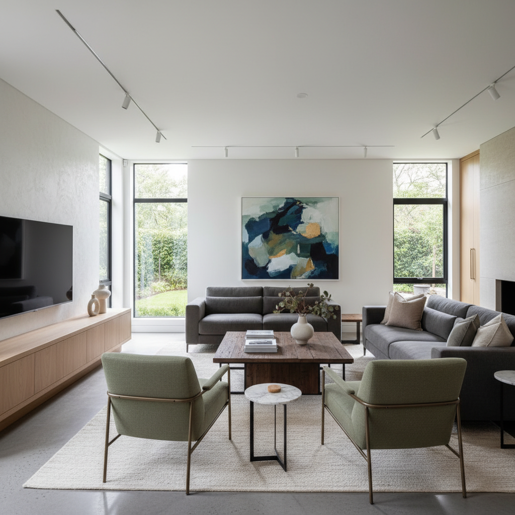 Modern ve şık bir tadilat sonrası oturma odası