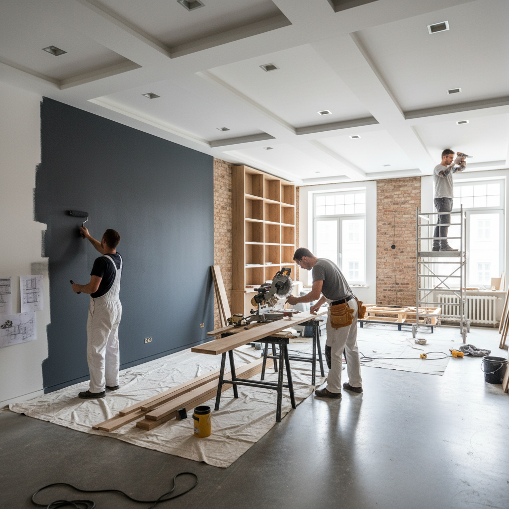 Modern bir ev tadilatı sahnesi